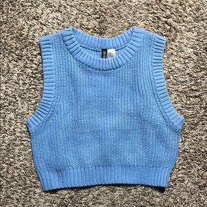 Divided Blue Crew Neck Sweater with Ribbed Knit